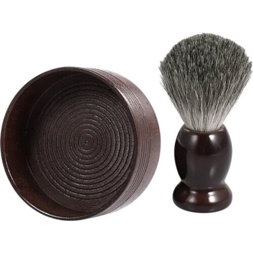Shave Lather Brush+Shaving Bowl Wooden Shave Mug Shaving Kit for Men