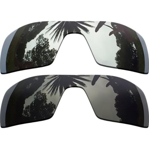 Silver Mirrored Coating+Black) 2-Pieces Polarized Replacement Lenses for Oil Rig Frame 100% UVA & UVB Protection