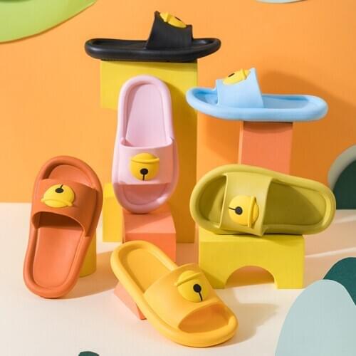 Baby Kids Cartoon Bell Indoor Slippers Summer Children Boys Girls Beach Casual Flat Sandals Outdoor Home Soft Non-slip Flip Flop