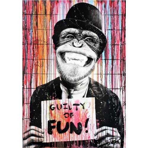 Modern Abstract Graffiti Funny Monkey Canvas Prints Wall Painting Art On Posters And Prints Animal Pictures For Living Room