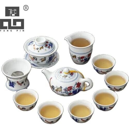TANGPIN ceramic teapot with 6 cups chicken cup chinese kung fu tea set drinkware