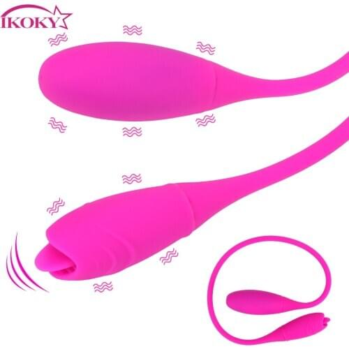 IKOKY Double Head Tongue Vibrator Butt Plug Sex Toys for Women 7 Speed Adult Products Clitoris Stimulator Dual Ended Vibrator
