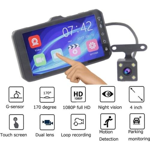 Car DVR 4.0 Full HD 1080P Dual Lens Rear View Dash Cam Vehicle Monitor Video Recorder Car Camera Auto Motion Detector Camcorder