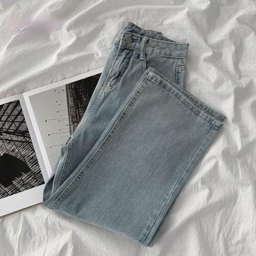 Womens Jeans 2021 Spring High Waist Wide Leg Denim Trouser Vintage Streetwear Baggy Light Colour Versatile Straight Pants