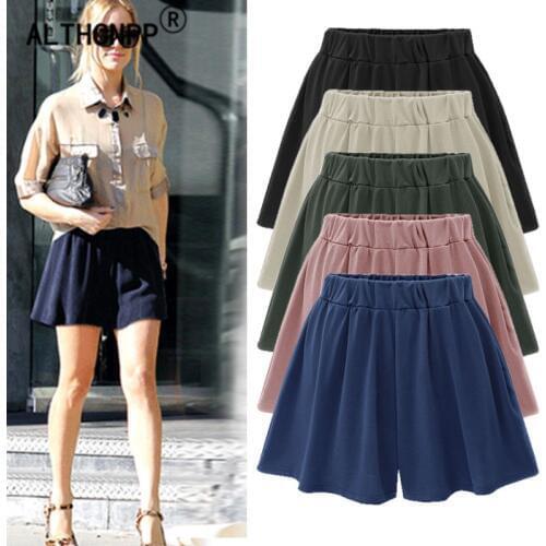 M-6XL Plus Size Women Shorts Skirts Summer Solid Casual Loose High Waist Shorts Beach Hotpants Ladies Shorts Spodenki Damskie