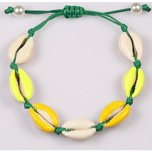 Handmade Colorful Seashell Bracelet Bohemian Fashion Summer Beach Shells Cowrie Hand Knit Rope Chain Bracelets For Women Jewelry