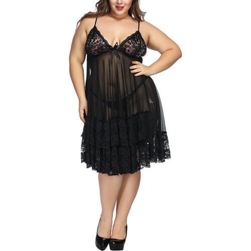 2020 Plus Size Sexy Lingerie for Women Sexy Dress Erotic Femme White/Black/Red Lace Nightwear Woman Sex 2PCS Clothes 2XL 3XL 4XL