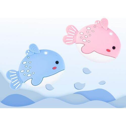 Chenkai 10PCS Fish Shaped Silicone Teether Baby Sensory Pendant Food Grade For DIY Infant Lovely Nursing Shower Pacifier Gifts