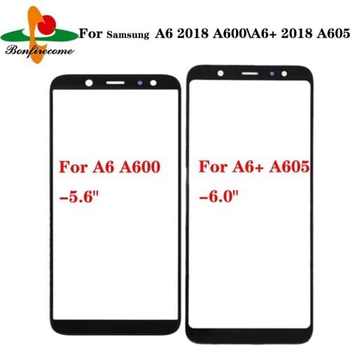 10Pcs\lot For Samsung Galaxy A6 2018 A600 SM-A600F A6 Plus A6+ 2018 A605 Front Outer Glass Lens Touch Screen Lens Replacement