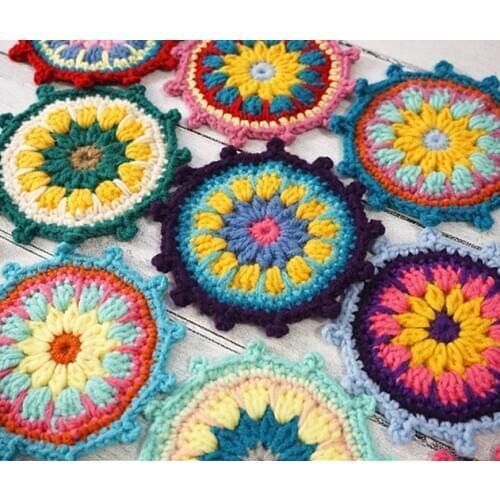 12cm Handmade Crochet Retro Round Doilies Japanese Tea Ceremony Ancient Round Tea Screen Saucer Cushion Plate 15pcs