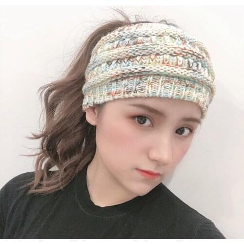 2020 Womens Stripe Knit Headbands Winter Crochet Ear Warmer Lady Headwrap Wide Hair Band Womens Hair Accessories 8 Colors