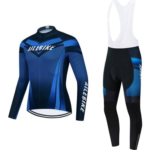 2020 Team AILEBIK Cycling Jersey Set Winter Thermal Fleece Italy Cycling Clothing Long Sleeve Road Bike Suit MTB Maillot Culotte