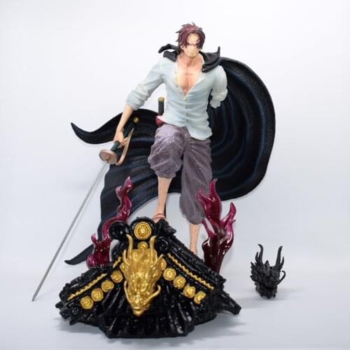 31cm Anime One Piece GK Roof Red Hair Shanks Four Emperors Series Manga Statue PVC Action Figure Collectible Model Toys Doll