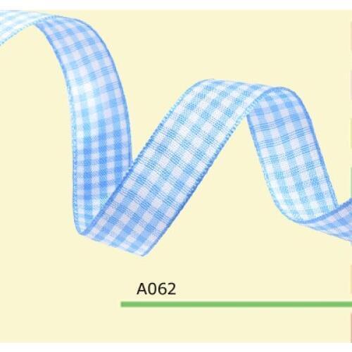 7/8" inch 22mm blue check ribbon