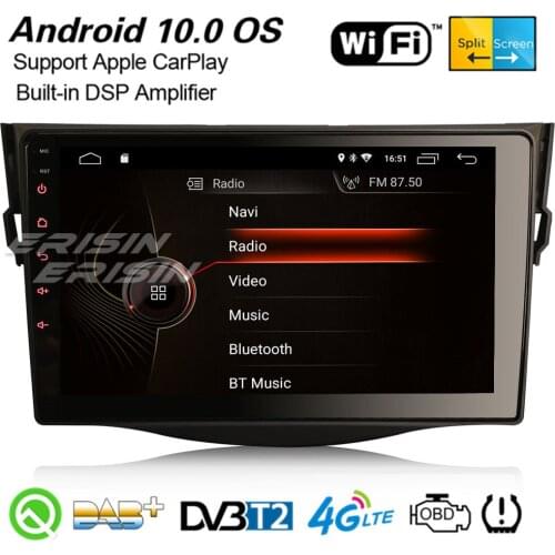 Erisin 4298 9" Android 10.0 Car Stereo Carplay DSP DAB+ Navigation WiFi 4G USB DVB-T2 TPMS OBD2 DVR BT SWC For TOYOTA RAV4 06-12