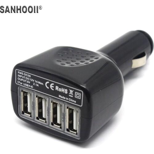 4 Ports USB Car Charger Adapter Output 5V 2.1A For iPod MP3 MP4 PDA iPad for iPhone Mobile Cell Phone Tablet