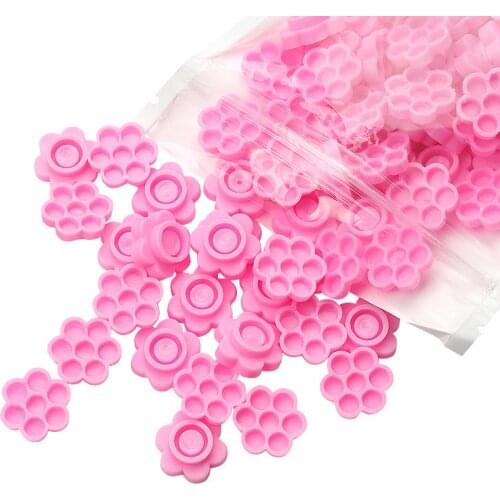 100Pcs Flower Beauty Eyelash Extension Glue Cups Epoxy Cup Delay Cup Grafting Eyelash Tool Tattoo Adhesive Pigment Cups
