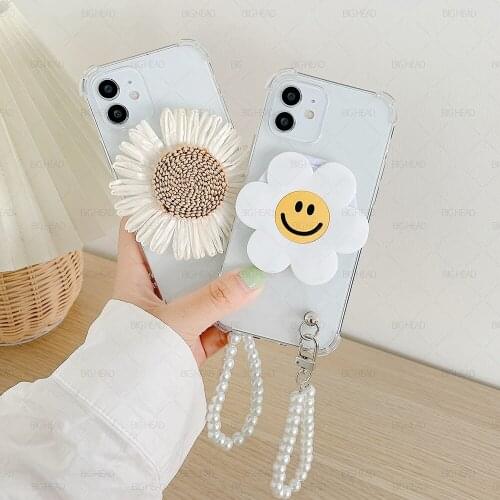 Sunflower Makeup Mirror Transparent Phone Case for Motorola Moto Edge 20 Lite Pro P50 P40 Power P30 Play One Vision Plus Funsion
