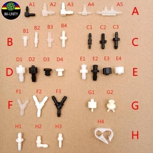 30pcs/lot Black and White 3x2mm 4x3mm 5x3mm 6x4mm Ink Pipe Joint/ Ink Tube Connector for Inkjet printer