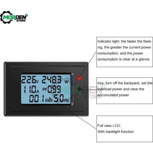 Digital Display Voltage Current Meter Ammeter AC 5A/1100W 10A/2200W 20A/4400W 100A/22000W Ammeter Power Supply