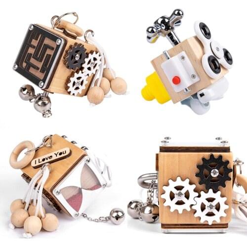 Wooden Busy Cube Children Hands-on Ability Training Lock Box Early Learning Busy Board Fidget Baby Montessori Educational Toys