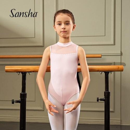 Sansha Kids Ballet Leotards Child Dance Costumes Gymnastic Sleeveless High Neck Bodysuit Girls Ballerina Dancerwear 51BO1006N