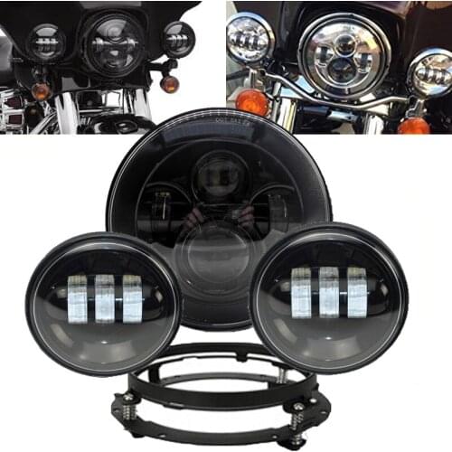 For Harley Motorcycle Light Electra Glide Softail Fat Boy Touring For Harley 7 Inch Motor LED Headlight with 4.5 Inch Fog Lamps
