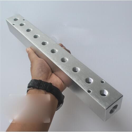 G1/2" In G1/4" Out 10 Way Pneumatic Air Solid Aluminum Manifold Block Splitter
