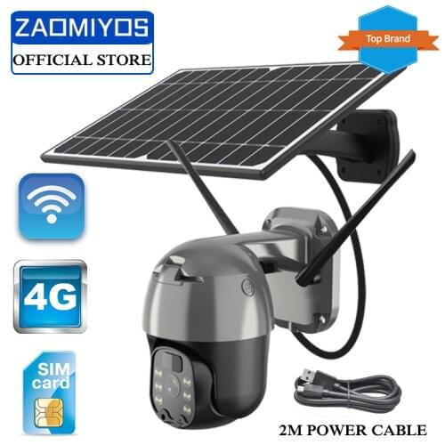 3MP Outdoor 8W Solar Recharge PTZ Camera 4G LTE FDD GSM/WIFI Wireless IP camera 1080HD Rotate 360 CCTV Security Surveillance