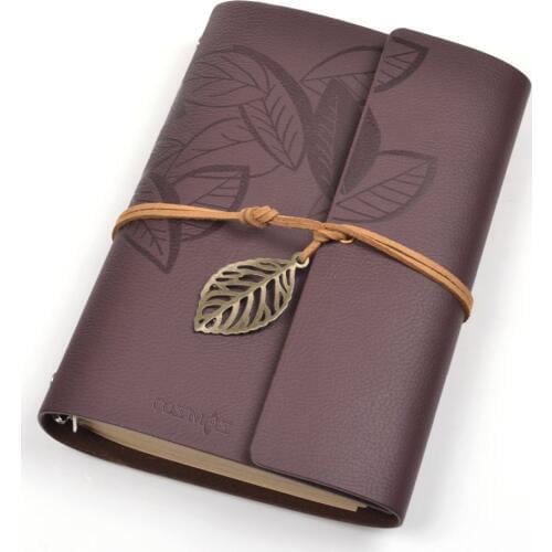 Classic String PU Leather Dark Brown Loose-leaf Blank Notebook Diary Travel Journal Note Book