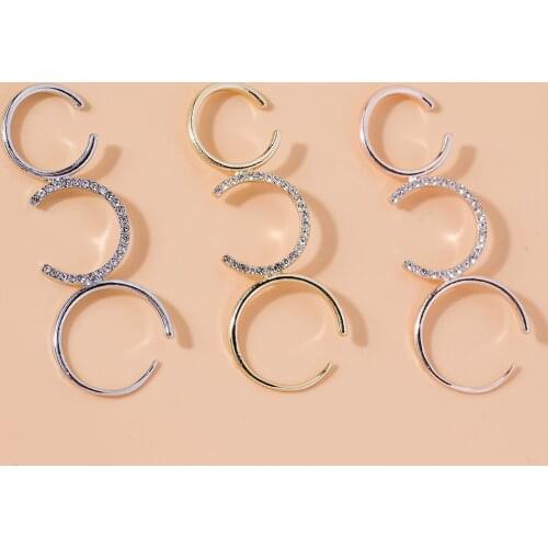 2020 New Fashion clip Ear Cuff men Bohemia Stackable C Shaped CZ Rhinestone big Earcuffs Clip Earrings for Women Wedding Jewelry