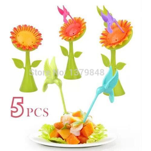 5PCS/SET Sunflower fruti fork set