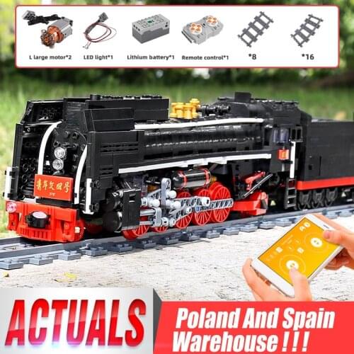 Mould King 12003 City series The QJ Steam Locomotives Remote Control Train Building Blocks Bricks Kids DIY Toys Christmas Gifts