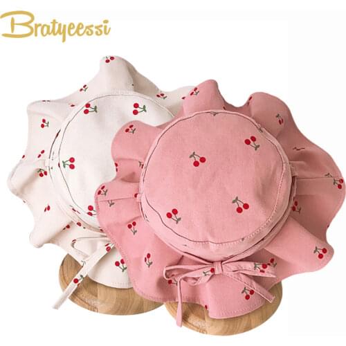 2021 Summer Kids Hat for Baby Girl Cap Princess Kids Bucket Hat Print Wide Brim Travel Baby Sun Hat 1 PC