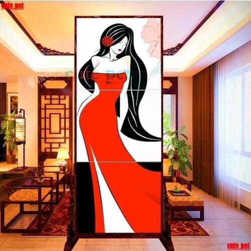 DIY Diamond Painting Cartoon long dress woman Living room fresco diamond embroidery round square drill cross stitch decor 3PCS