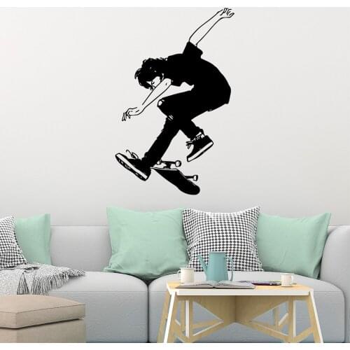 Skateboard Wall Stickers For Kids Room Decor Decals Poster Boys Room Skate Home Interior Decoration Mural Sport P158