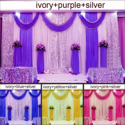 New Arrival 3m*6m wedding backdrop swag Party Curtain Celebration Stage Performance Background Drape With Beads Sequins Edge