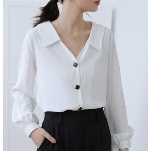 Autumn Women Shirt Fashion Blouses Solid Female Clothes Chiffon Shirt Long Sleeve Elegant White Blouse Blusas Mujer De Moda 2021