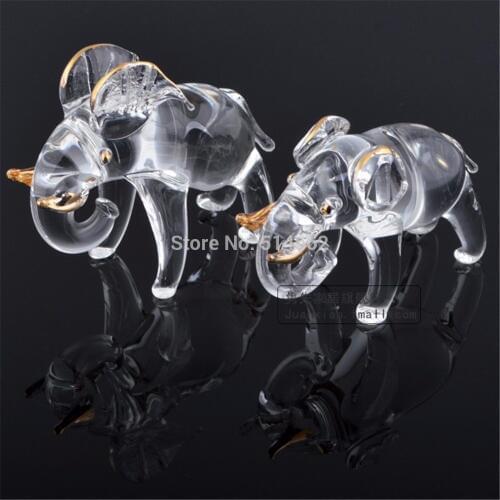 PAIR CRYSTAL GLASS FENG SHUI ELEPHANTS XMAS GIFTS HANGING(2PCS)/SET L1021