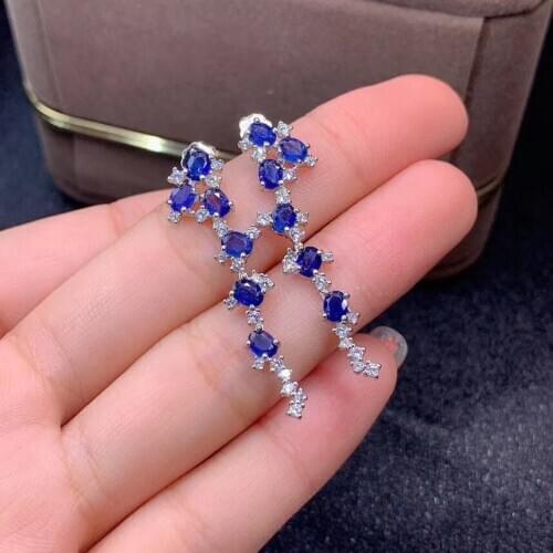Sapphire Earring Natural And Real 925 Sterling Silver Sapphire Earring For Anniversary