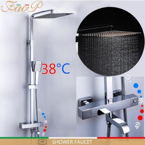 FAOP shower Faucet thermostatic bathroom faucet thermostatic mixer rainfall shower set thermostat mixer tap shower system