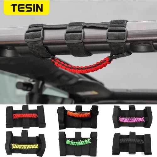 TESIN Universal Armrest for Jeep Wrangler JK 1997-2019 Car Roll Bar Mount Side Grab Handles Kit for Jeep Wrangler CJ TJ JKU JL