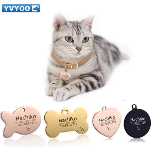 YVYOO Pet Cat Dog collar accessories Decoration Pet ID Dog Tags Collars stainless steel Cat tag customized tag Free engraving BB