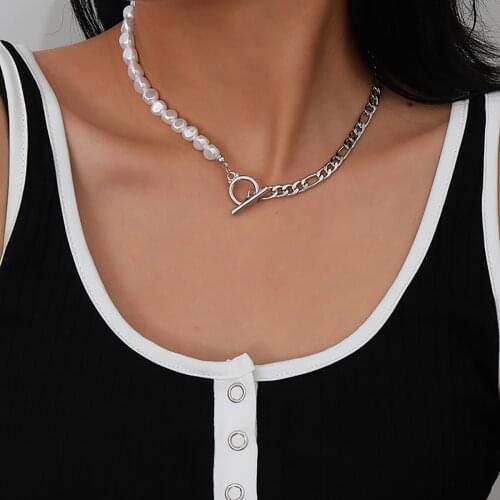 Vintage Mash Up Womens Neck Chain Necklace ОТ Buckle Pendant Pearl Necklace Cheap Personality Jewelry For Women Accessories