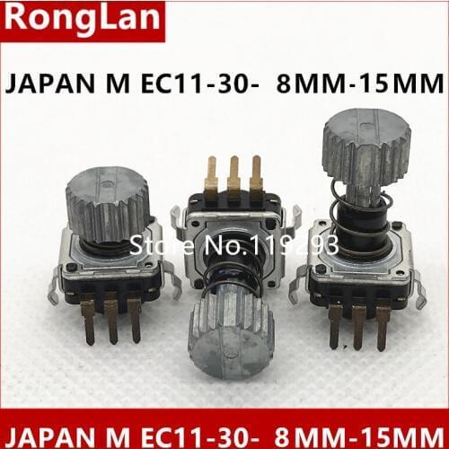 JAPAN M EC11 Stepping Encoder with Switch 30 Location Number 15 Pulse Point with Hat Axis Length 8MM-15MM-10PCS/LOT