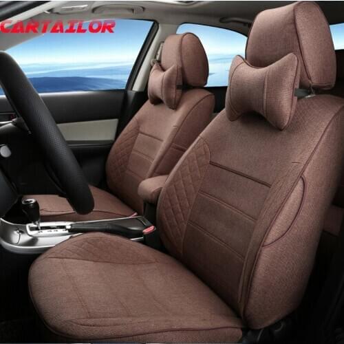 CARTAILOR Car Seat Protector for Jaguar XF Cover Seats Cushion Support Linen Car Seat Cover Airbag Compatible Auto Headrest