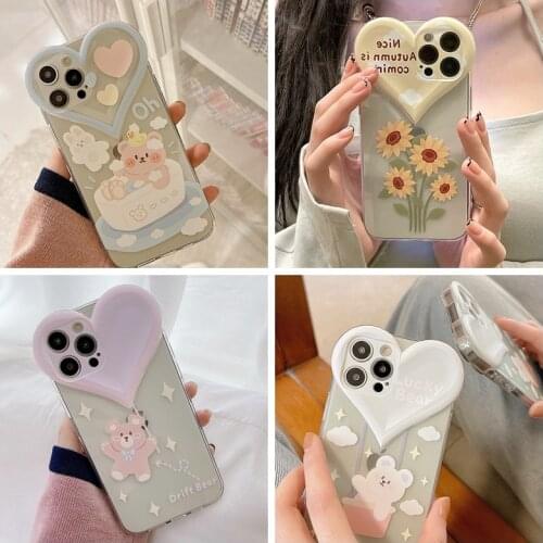 Lens Protection Phone Case For iPhone 12 Mini 11 Pro XS Max XR SE 2020 8 7 Plus Cartoon Cute Bear Pattern Shockproof Soft Cover