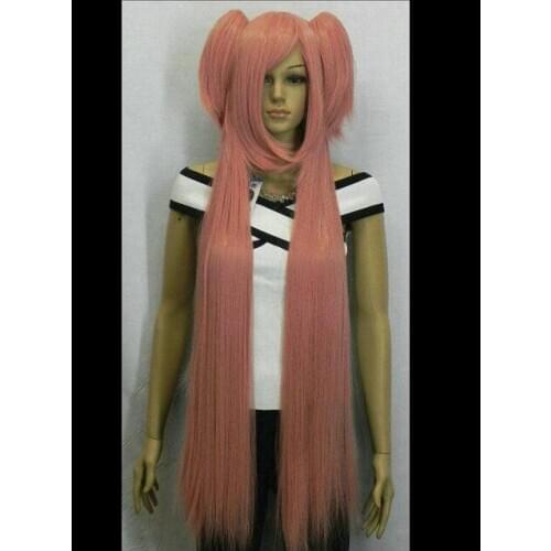 Zhaoxia++01353@Q8@Magical Girl Small Round COSPLAY DARK PINK Wig + On Ponytail
