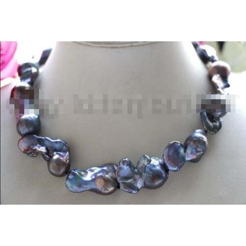 18" Natural 30 mm Black Baroque Reborn Pearl Necklace