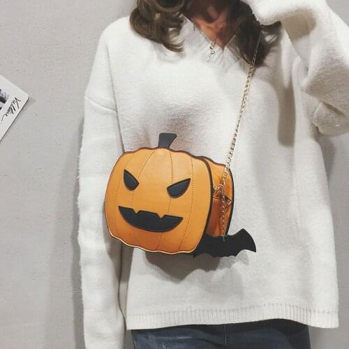 Womens Bag Pumpkin Handbag Halloween Candy Bag Devil Shoulder Messenger Bag Brown/Black Bolsa Feminina